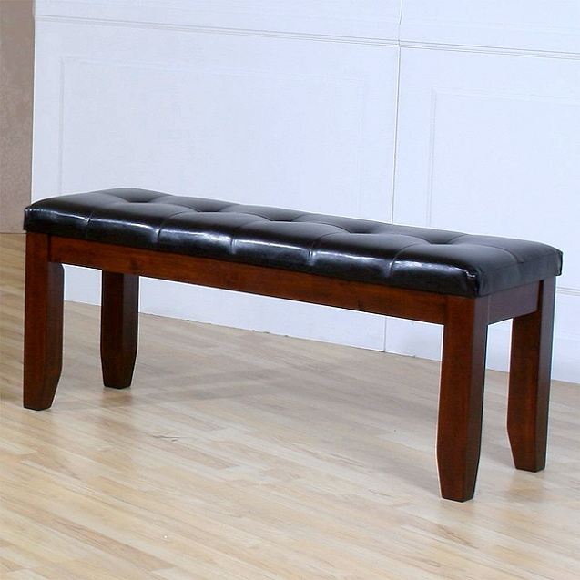 Mission Arts & Crafts Leather Bench 48"